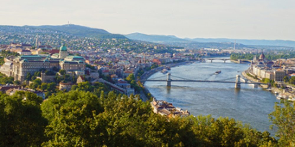 Panorama of the Hungarian capital of Budapest: Parliament, the Royal Castle and the famous bridges.